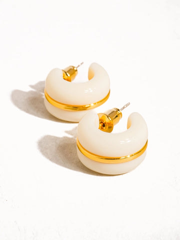 Arlo 18K Small C Hoop Earring - Beige