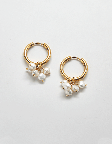 Pearl Huggie Hoop Earrings