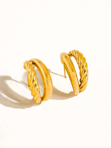Ghislaine 18K Braided Double Hoop Earring