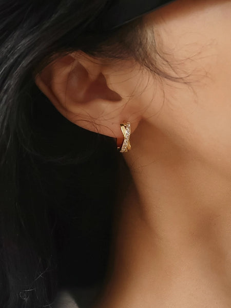 Maissac Cz Crossover Huggie Earrings