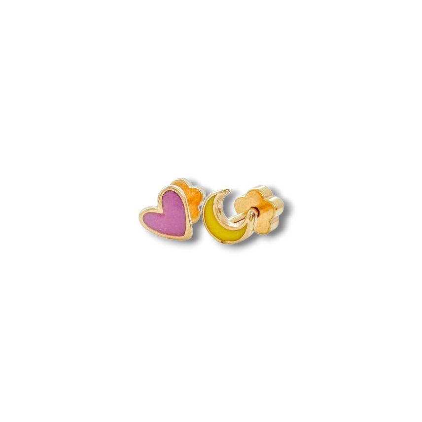 Love You To the Moon Tiny Stud Kids Earrings