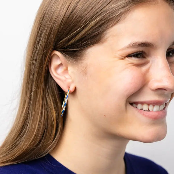 Navy Lulu Hoop with Chanel of Seed Bead Earring