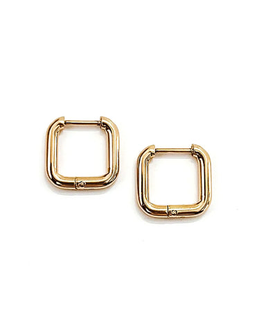 Enid Square Huggie Earrings - Gold