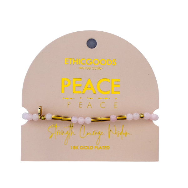 Morse Code Gold & Stone Bracelet - Peace