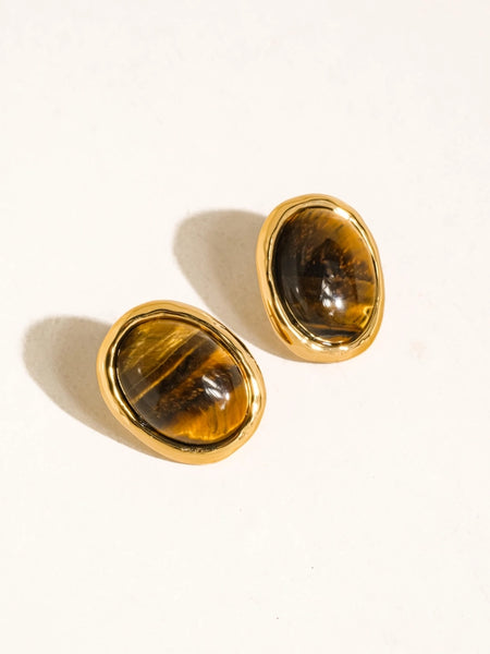 Dahlia 18K Vintage Natural Stone Earrings