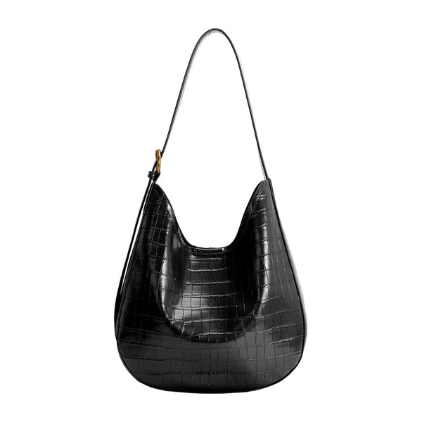 Stefanie Vegan Leather Shoulder Bag - Black