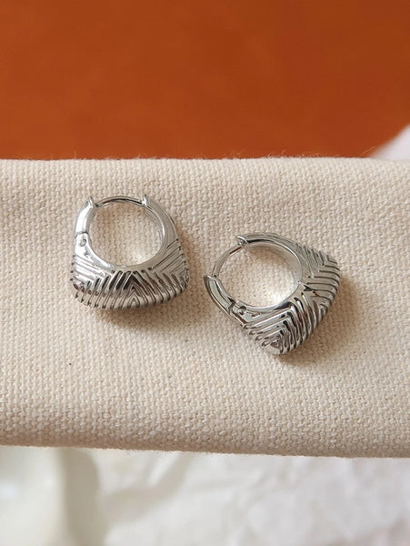 Prisme 18K Textured Hoop Earrings - Silver