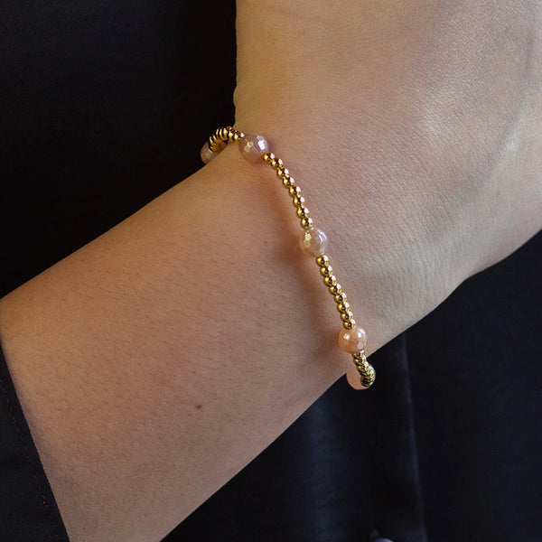 Gold Beaded Bracelets - Dot Sunstone