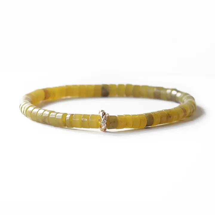 Heishi Gemstone Bracelet - Olive Jade