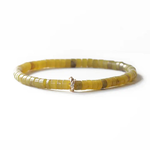 Heishi Gemstone Bracelet - Olive Jade