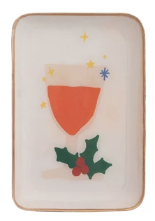 Enameled Metal Tray w/ Gold Edge - Red Wine