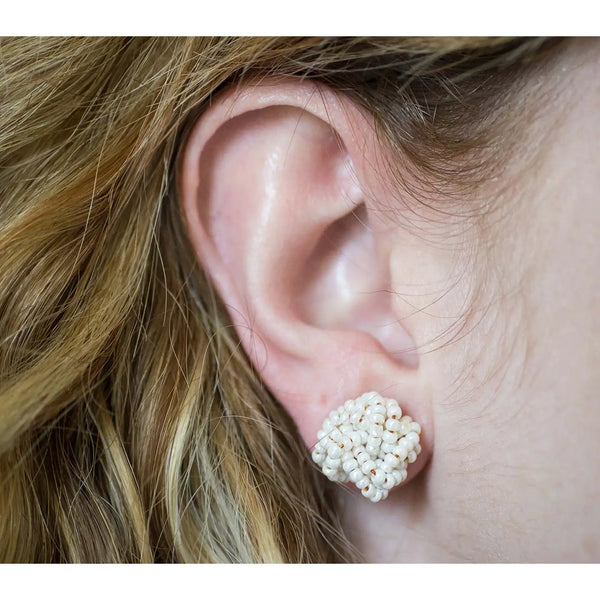 Rosette Earring - Cream