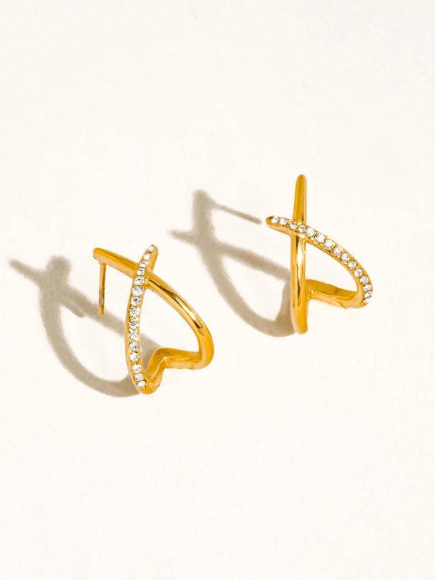 Echo 18K Cz Crossover Earrings