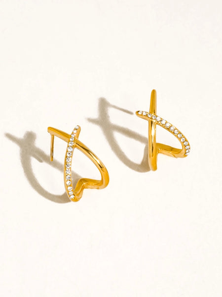 Echo 18K Cz Crossover Earrings