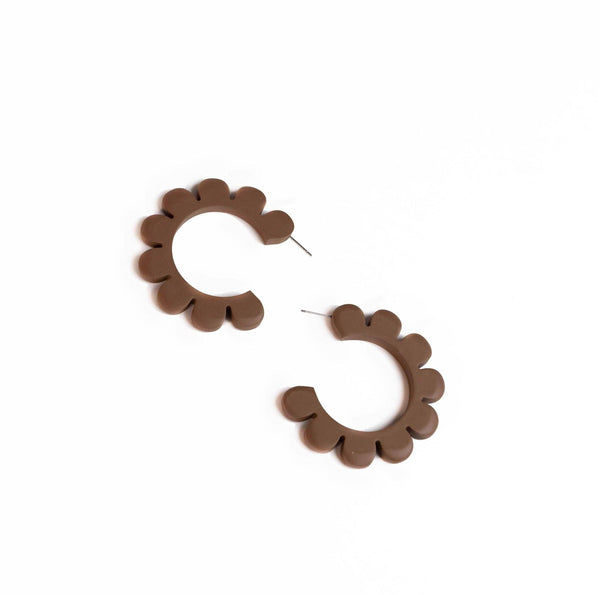 Tan Flower Outline Hoops