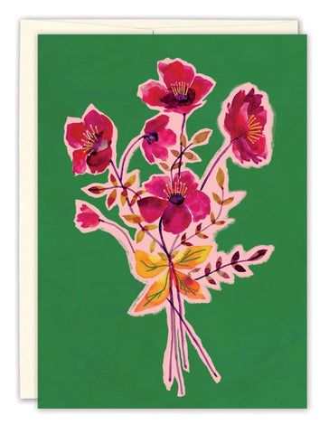 Red Posies Blank Card