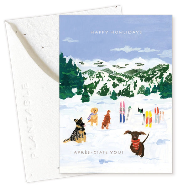 Skiing Pups Holiday Mini Card