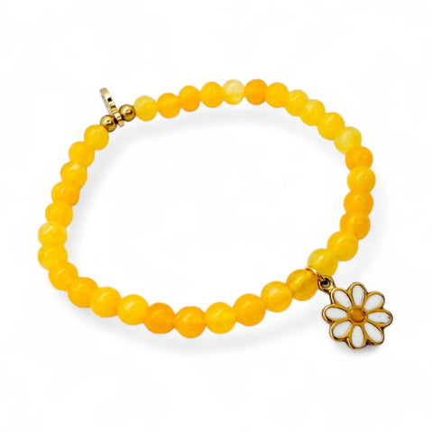 MINI Kids Charm Bracelet - Daisy Charm + Yellow Quartz
