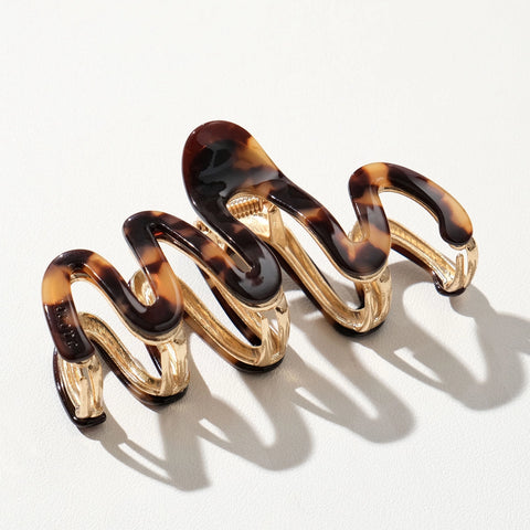 Willow Large Squiggle Metal Clip - Dark Tortoise