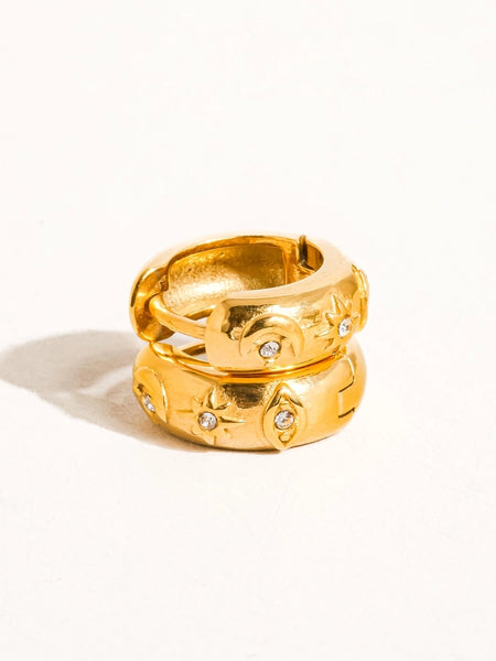 Orazio 18K Gold Non-Tarnish Cz Star Hoop Earrings