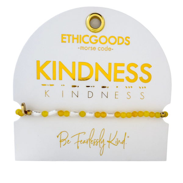 3mm Morse Code Pearl & Stone Bracelet - Kindness