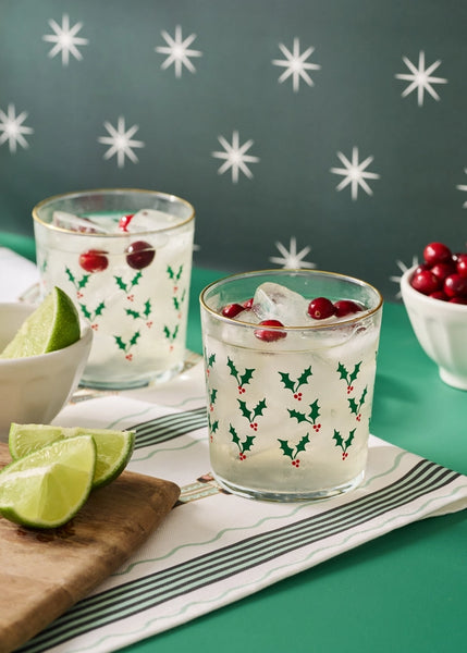 Holly Jolly 12.5 Ounce Glass Tumbler