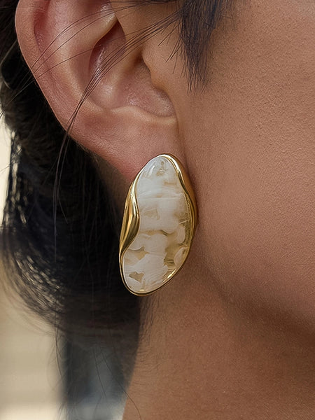 Maélie 18K Resin Drop Earrings - White