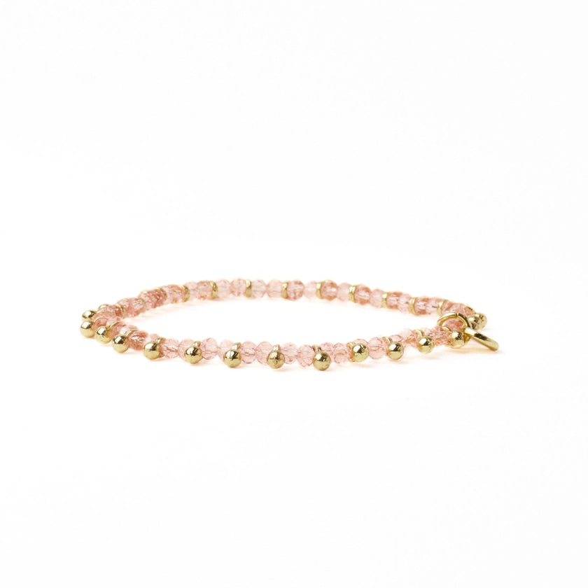 Kami Crystal Stretch Bracelet - Blush + Gold