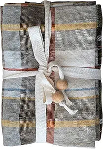 Cotton Tea Towels w/ Tie - Multi Color Plaid