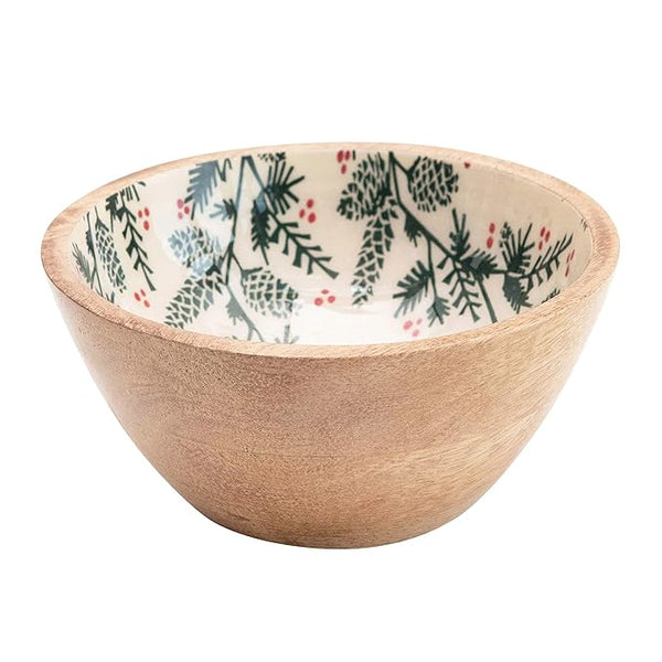 Enameled Mango Wood Bowl