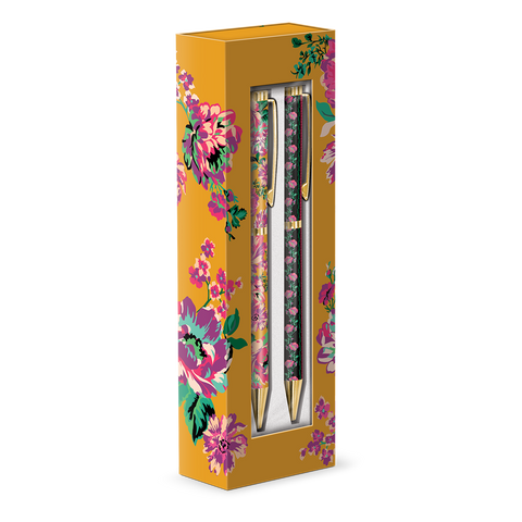 Boxed Pen Set of 2 Global Garden Yellow Floral