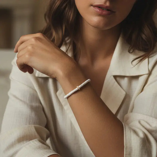 Heishi Gemstone Bracelet - Howlite