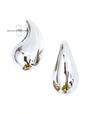 Wallie Water Drop Pearl Crystal Earrings - Silver