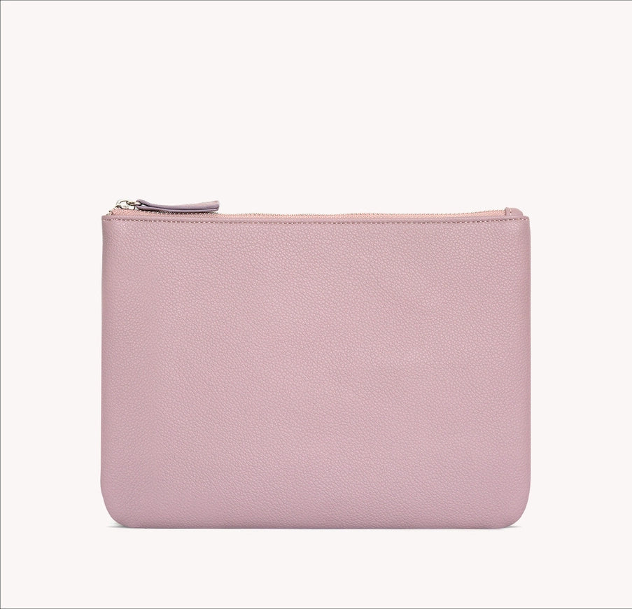 Vegan Leather Zipper Pouch - Mauve