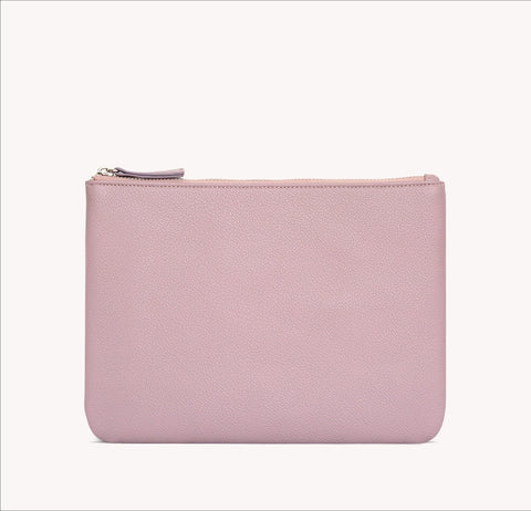 Vegan Leather Zipper Pouch - Mauve