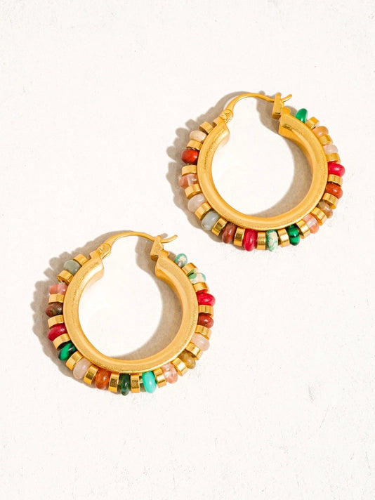 Capri 18K Beaded Hoop Earring
