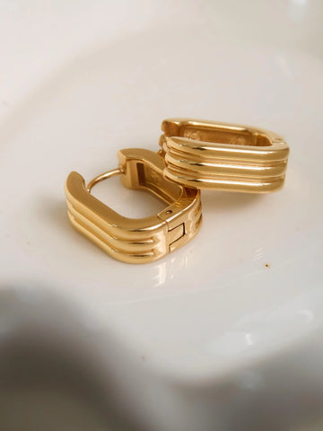 Noa 18K Stripe Hoop Earrings