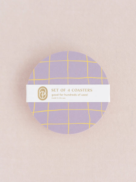 Lavender & Lemon Plaid Coasters - Set of Four
