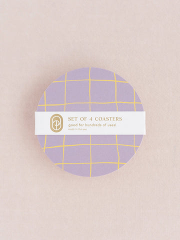 Lavender & Lemon Plaid Coasters - Set of Four