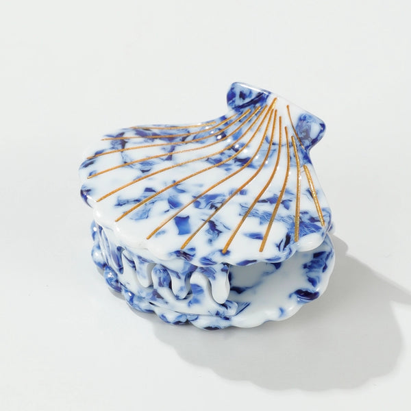 Small Coastal Blue Seashell Claw Clip