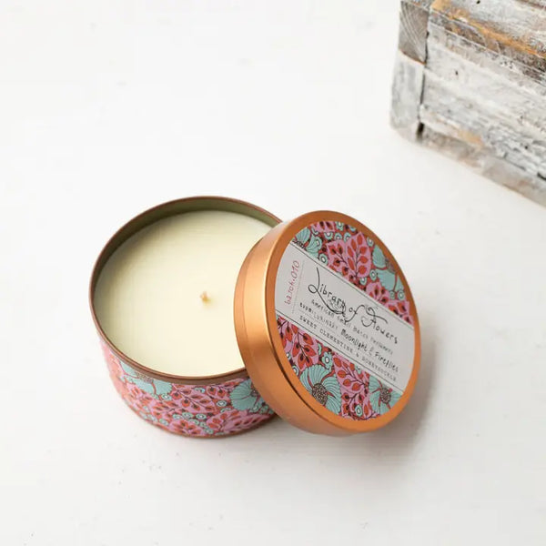 Blue Flowers & Pink Leaves Candle