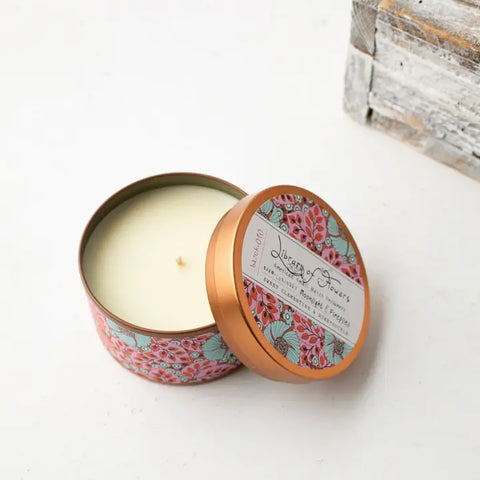 Blue Flowers & Pink Leaves Candle