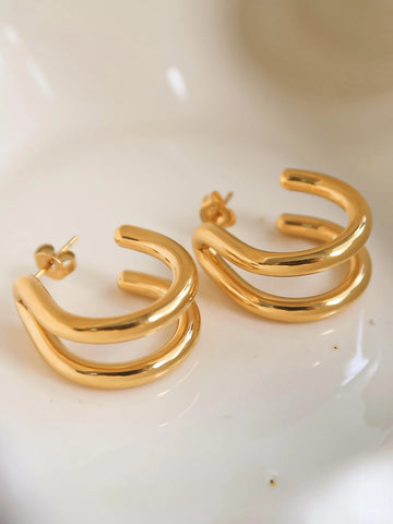 Lucille 18K Double C Hoop Earring