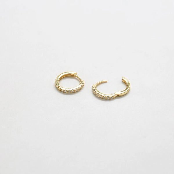 Gold Pave CZ Huggie Hoop Earring