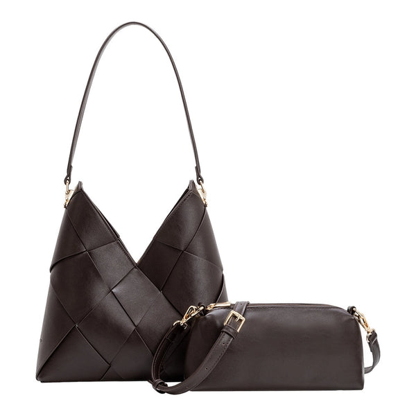 Phaedra Vegan Leather Shoulder Bag - Espresso