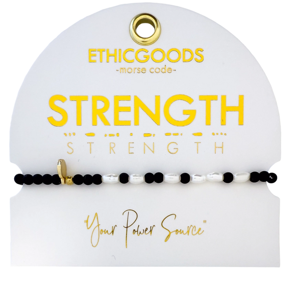 3mm Morse Code Pearl & Stone Bracelet - Strength