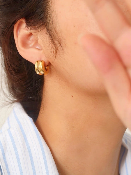Yellow Gold Emma Double C-Hoop Earrings