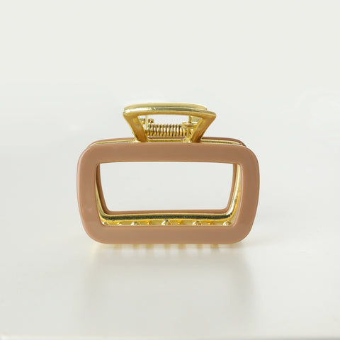 Harlow Hollow Rectangle Metal Clip - Taupe