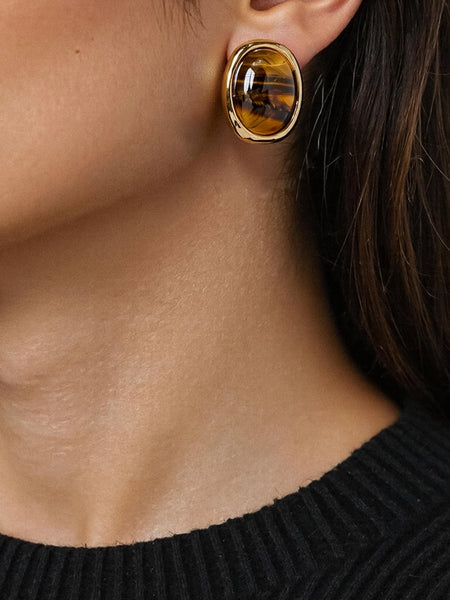 Dahlia 18K Vintage Natural Stone Earrings