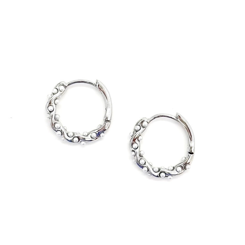 Ellie Pearl Hoops - Silver